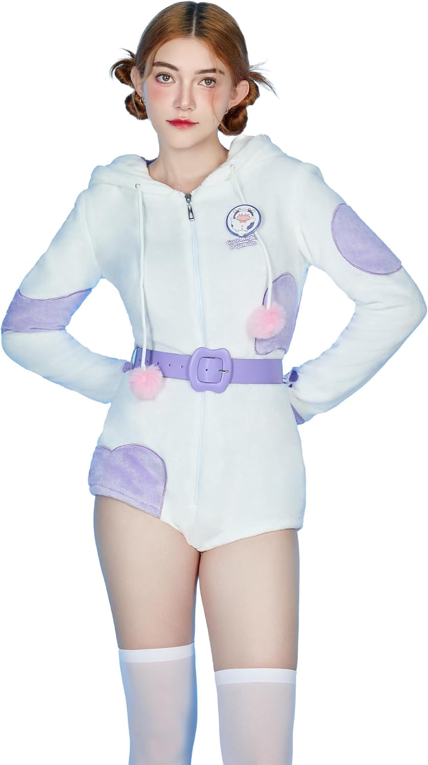 Micotaku Goodnight Pajamals Cow Momo Women Romper Home Wear Onesie Pajama