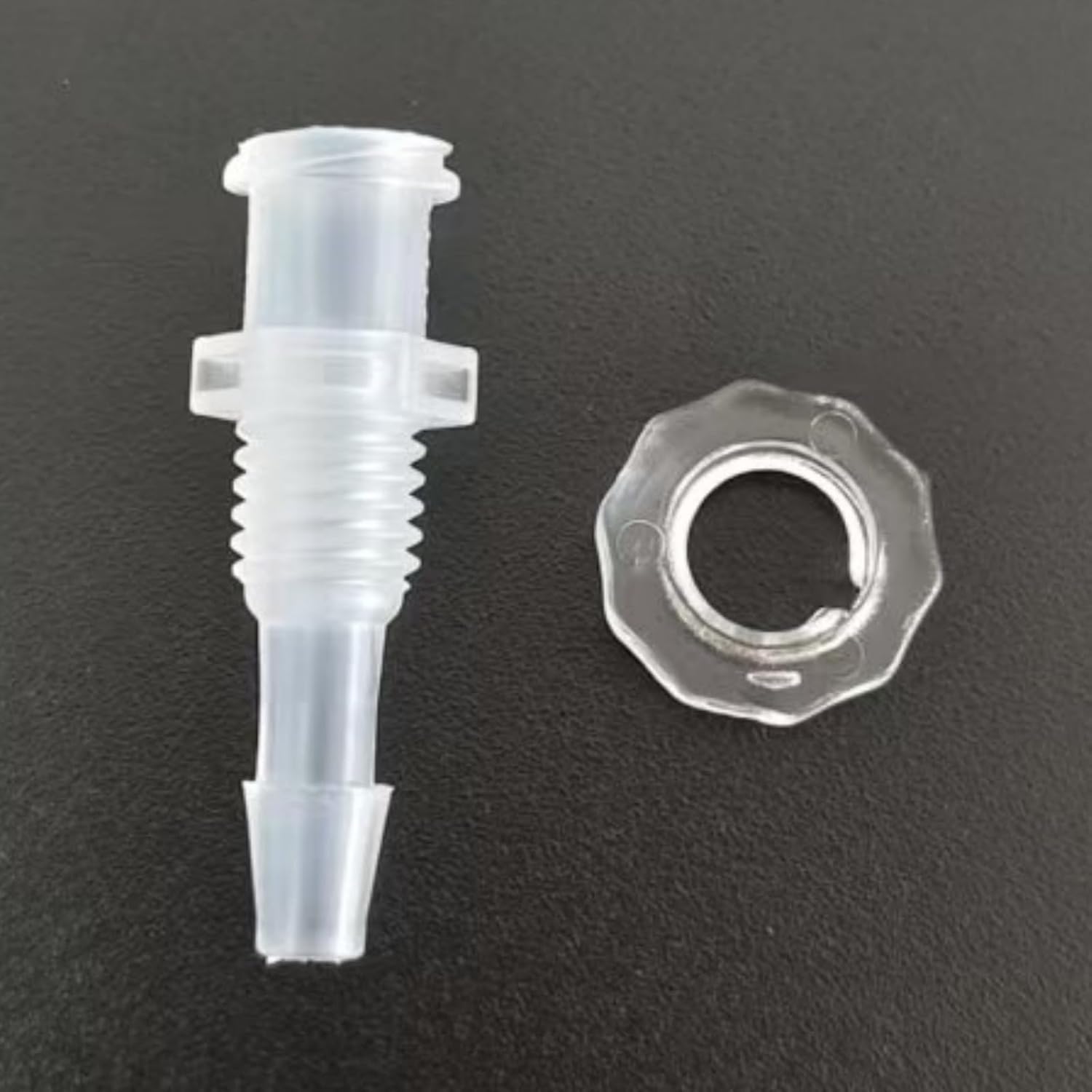 1/8'' PP Female Bulkhead Luer Lock to Hose Barb Connector 1/4-28 UNF Male Threaded Bulkhead Luer to Barbed with PC Nut for Aquarium Fuel Gas Liquid Air 50 Sets (1/8 Inch)