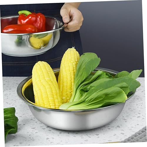 Miniatura 9 de MERRYHAPY Cuencos de metal para lavabo de verduras de acero inoxidable, recipientes de colador de acero inoxidable para mezclar alimentos, cuencos