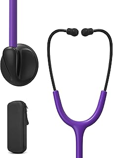 Single Head Stethoscope for Doctors/Nurses/Nursing School Students, Medical and Home Use with Accessories Name Tag, FSA HSA Eligible (Purple Tube, with EVA Case)