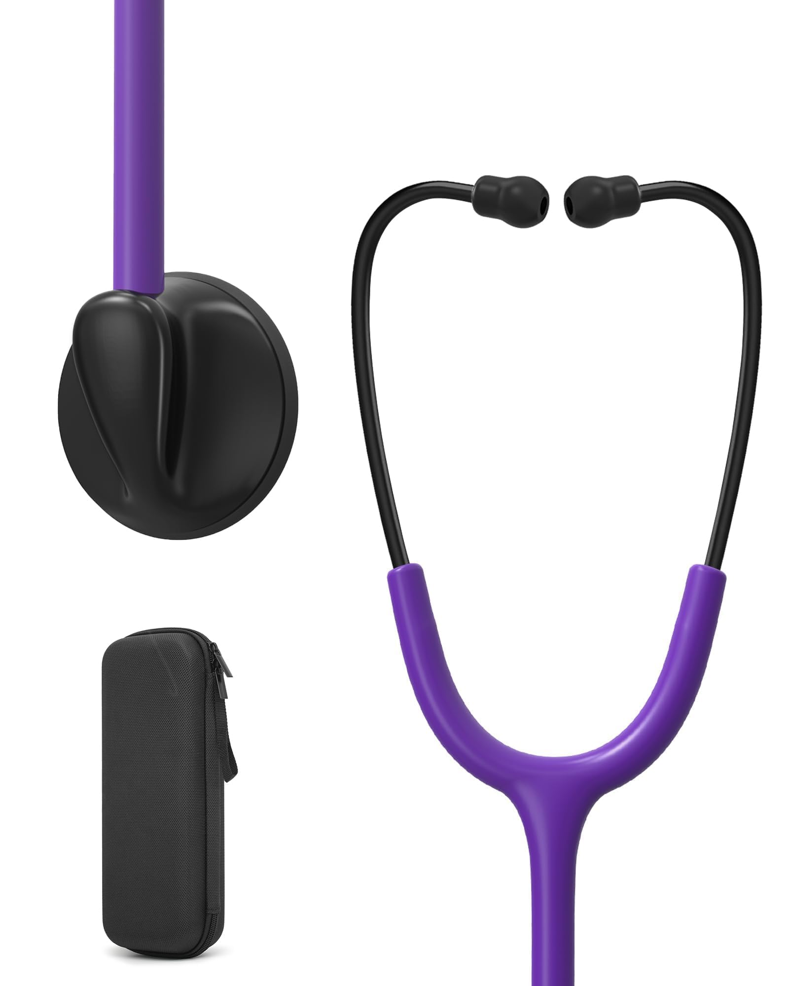 Single Head Stethoscope for Doctors/Nurses/Nursing School Students, Medical and Home Use with Accessories Name Tag, FSA HSA Eligible (Purple Tube, with EVA Case)