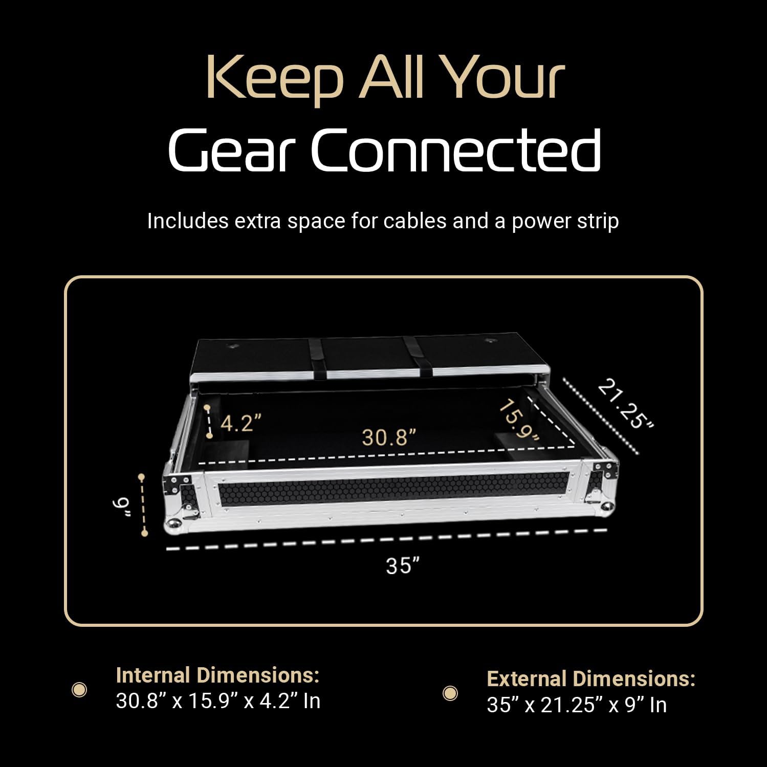 Headliner Flight Case Compatible with Rane Four & Rane Performer with Laptop Platform & Wheels