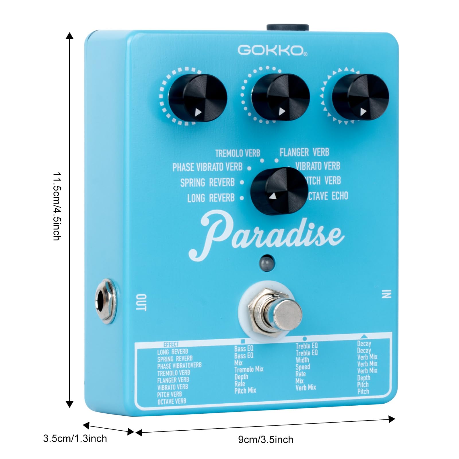 Amazon.com: GOKKO Paradise Multi-Reverb Pedal - 8 Reverb Effects