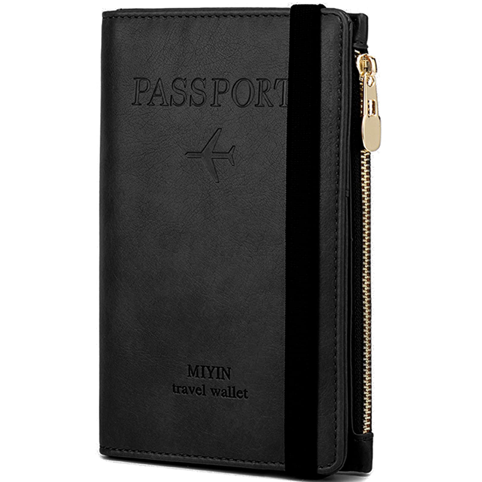 Auguety Passport Wallets Passport Covers Travel Wallet Faimly Passport Holder Leather RFID Blocking Passport Wallet (black)