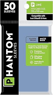 Phantom Sleeves: Lime Size 70 x 110mm: Glossy Front/Matte Back - 50 Pack - Transparent Protective Card Sleeves for Board Games & Trading Cards