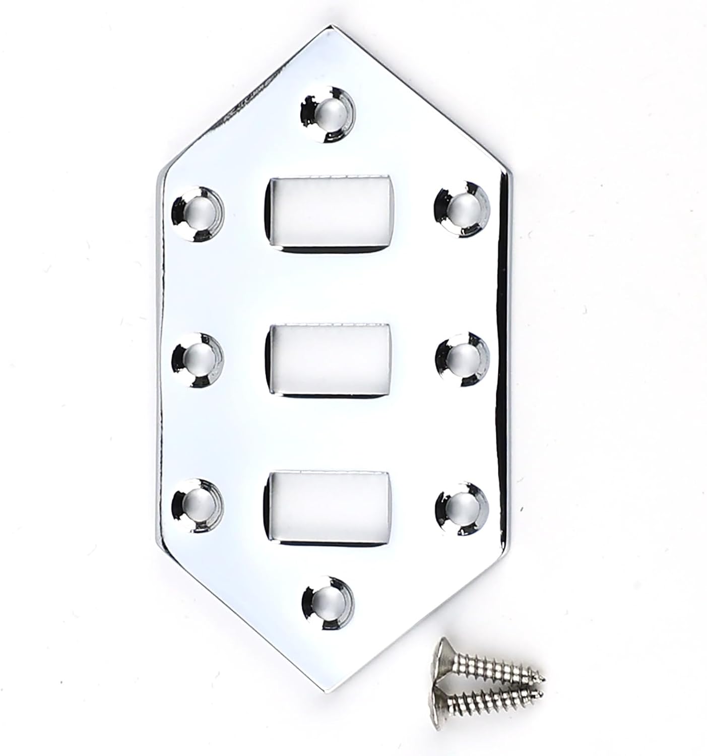Stainless Steel Pickup Selector Switch Control Plate ，Guitar Control Plate with 8-Screw Mount 3-Switch Holes，Compatible with Most Vintage FD Jaguar 6-String Guitars Replacement Parts（Chrome）