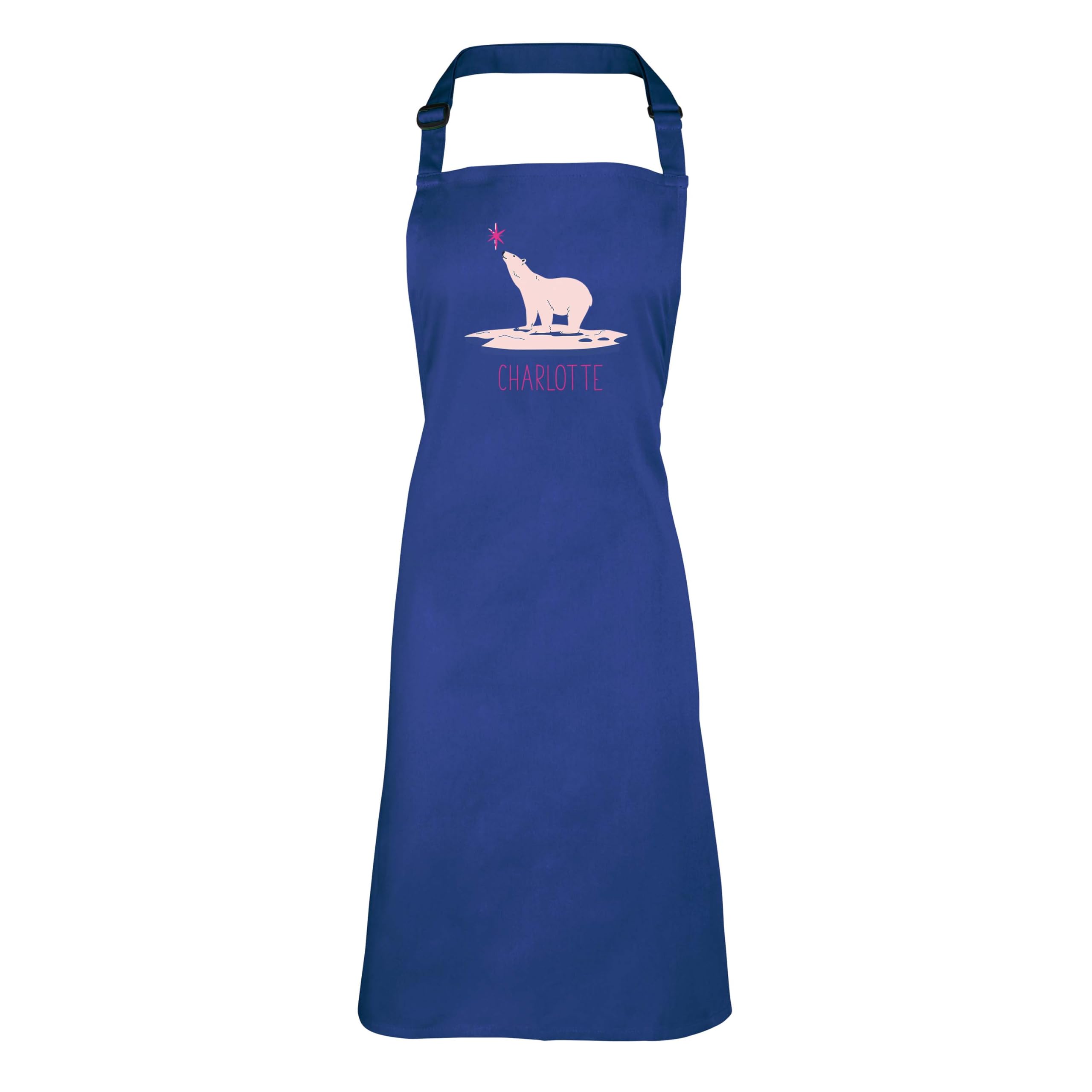 Shopagift Personalised Polar Bear Iceberg Apron Mens Womens Cooking BBQ Chef DIY Cook - Blue