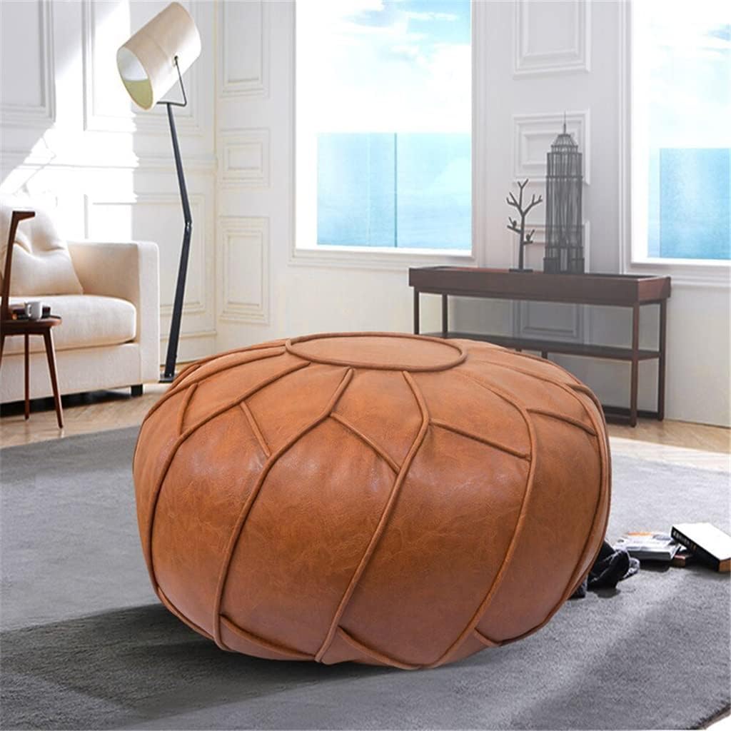 Retro Morocco PU Leather Pouf Home Tatami Decor Unstuffed Cushion Ottoman Sofa Living Room Footstool