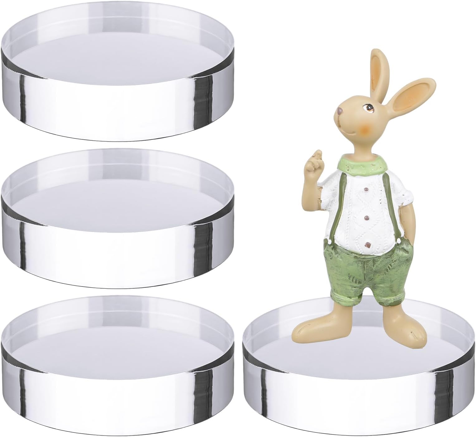 Barydat 4 Pack Acrylic Round Display Blocks Clear Polished Acrylic Jewelry Display Stand Holder Trophy Ring Showcase Base for Table Showing(4" X 4" X 1")