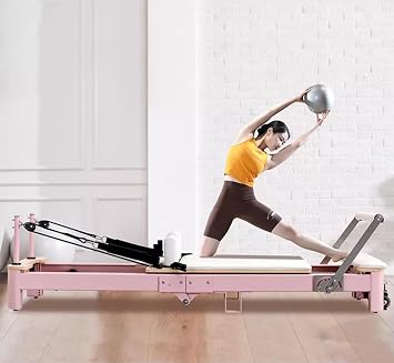 Pilates Reformer, Aluminum Alloy Foldable Pilates Reformer Machine with Springs, Pilates Machines for Home Use and Studio, Pilates Equipment with Sitting Box, Jump Board and Accessories