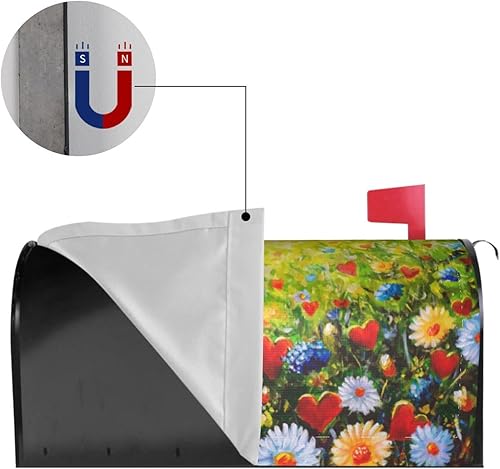 Miniatura 114 de Divertido gnomo de verano para conducir coche y girasol, cubierta magnética para buzón, patrón a cuadros, para decoración del hogar, jardín, 21 x 18