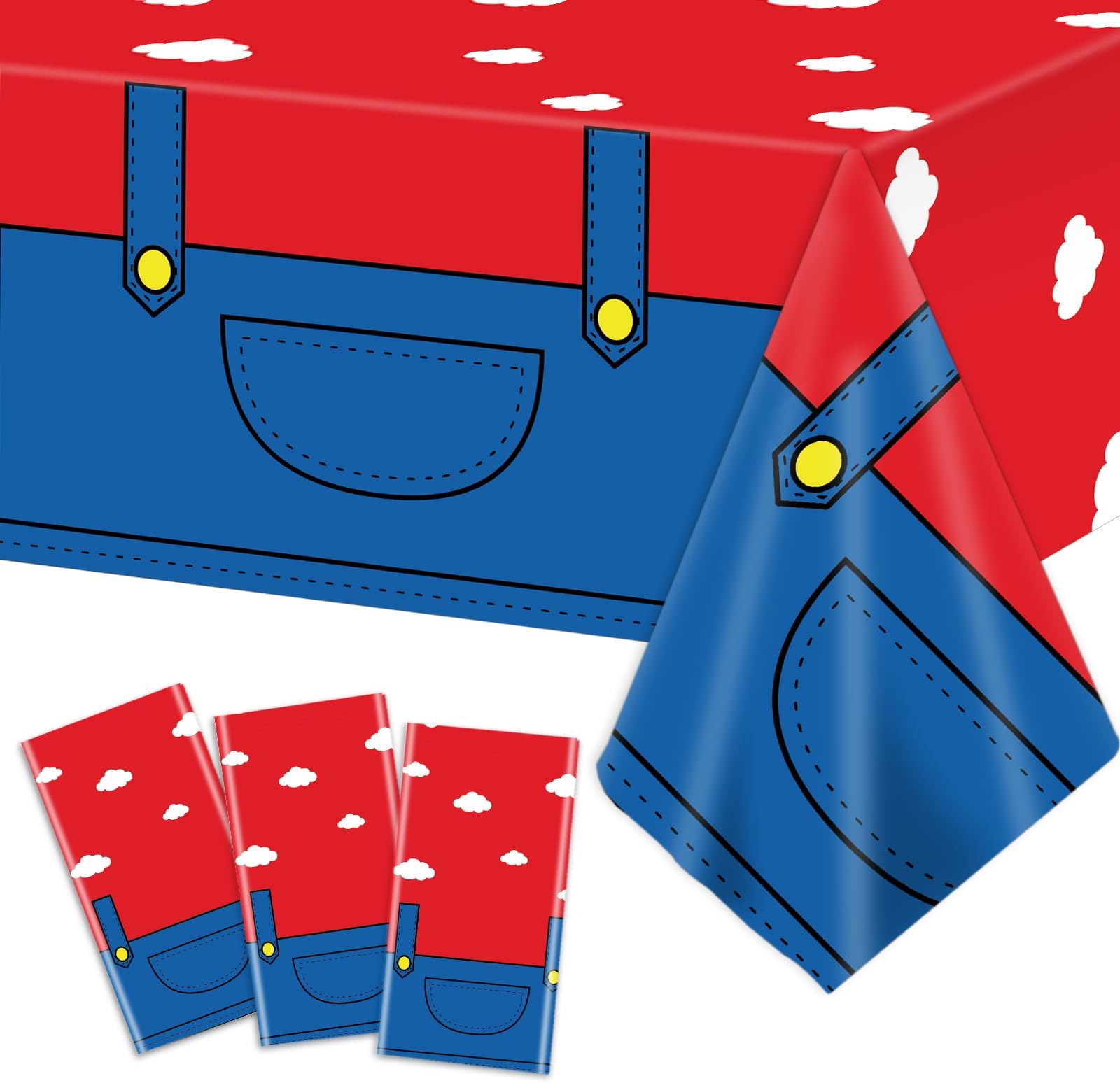 3 Pieces Super Brother Games Party Tablecloth Plastic Super Video Games Tablecover Super Bros Birthday Table Cloths Cartoon Games Theme Party Decoration for Kids Birthday Baby Shower 108 x 54 Inch