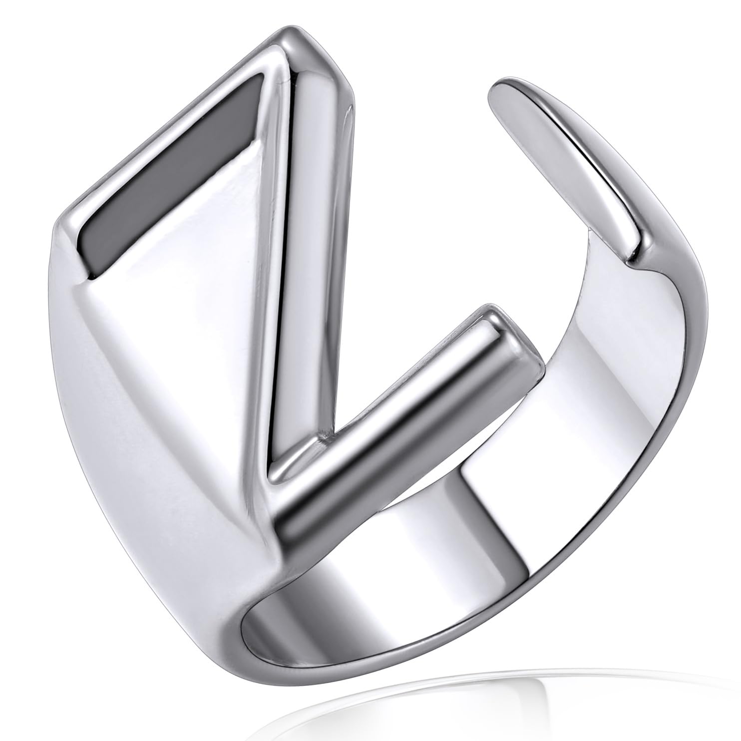 KeyStyle Bold Initial Letter Rings Adjustable, GoldChic Jewelry Women Gold Statement Ring Personalized Engraved Women’s Open Signet Ring for Party (