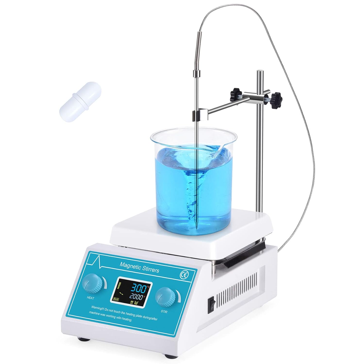 Slendor Magnetic Stirrer 5000ml Hotplate Mixer 2000 RPM Hot Plate Max 300℃/572℉ Lab Heating Plate Stirrers with LED Digital Display, Stir Bar, Temp Sensor and Support Stand: Industrial & Scientific