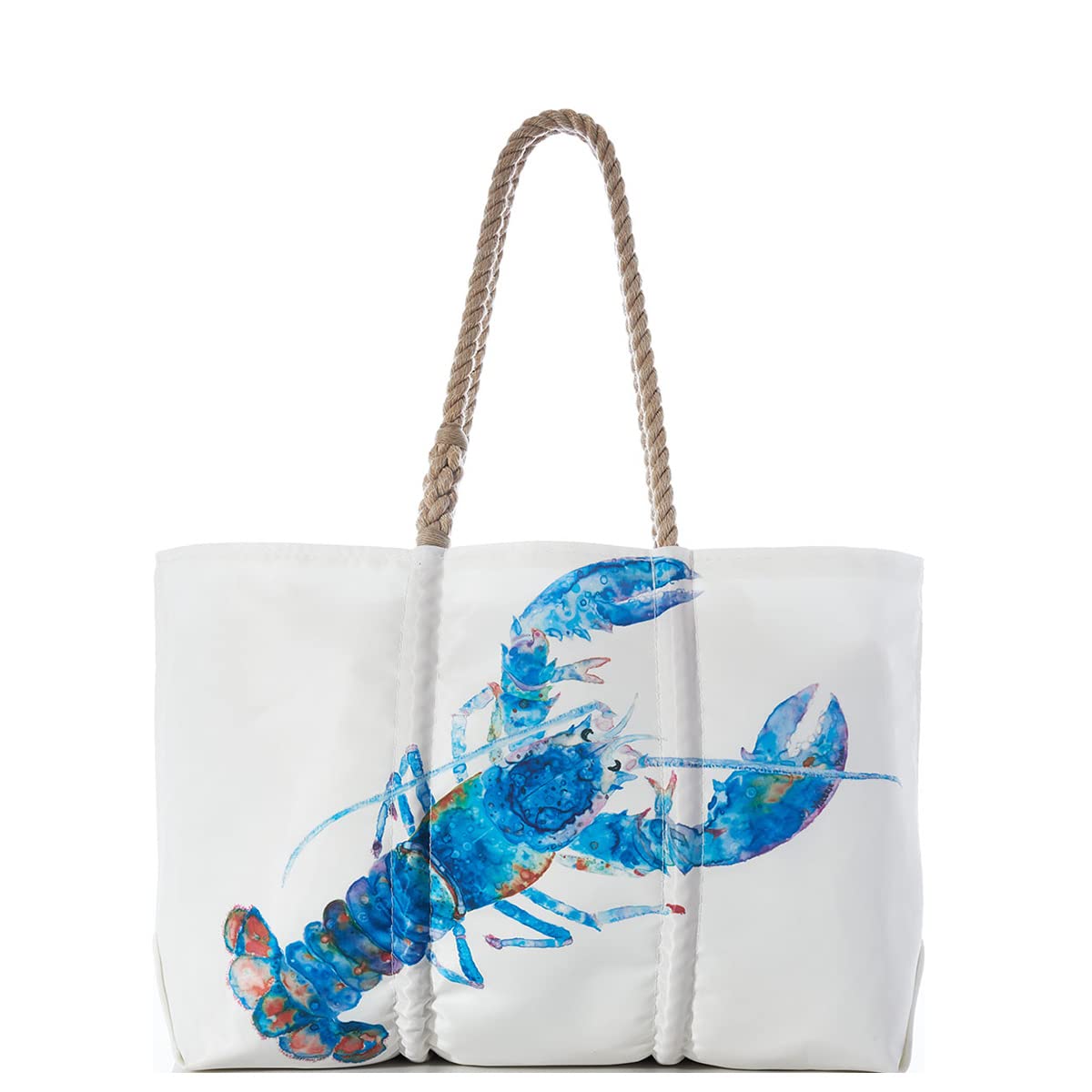 Sea Bags Recycled Sail Cloth Multicolor Lobster Large Tote Bag Beach Bag Tote, Large Travel Bag, Tote Bag for Work, Rope Handles. Made in the USA