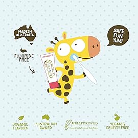 Jack N\' Jill Natural Toothpaste for Kids - Fluoride Free Toothpaste, 40% Xylitol, BPA Free - Blueberry, 1.76 oz (Pack of 6)