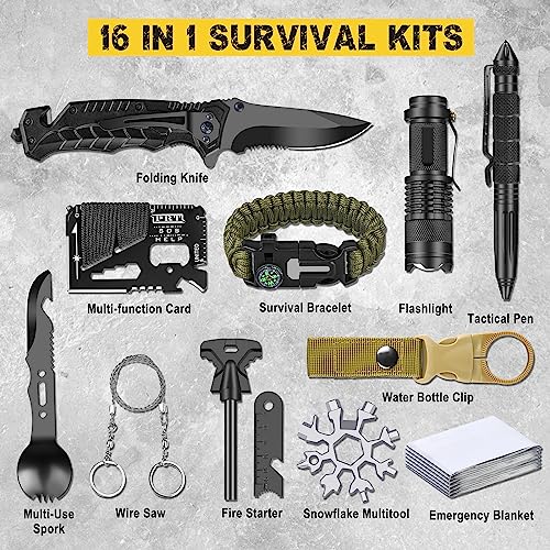 16-IN-1-Survival Kit, Gifts for Men Dad Husband Him - Survival Gear and Equipment, Unique Birthday Gifts for Camping, Hiking, Hunting, Fishing by NewFation - Image 5