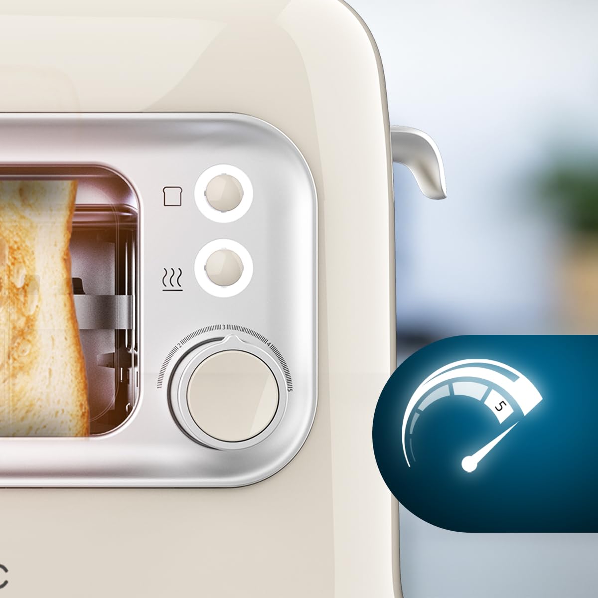 Cecotec Tostadora Vertical con 2 Ranuras Anchas y Ventana Control RetroVision Beige. 700W, Diseño Retro, Cubierta Antipolvo, Apagado y Pop-up Automático, 5 Niveles de Potencia, Beige