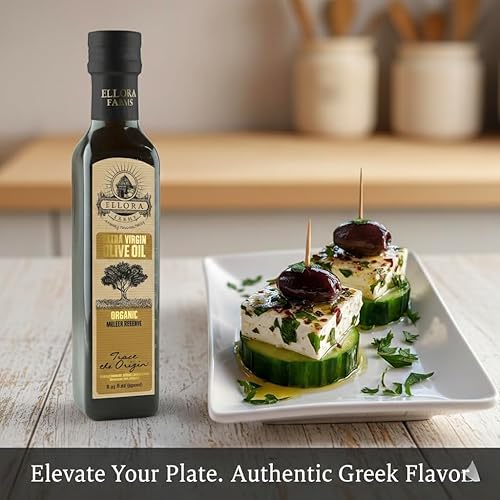 Miniatura 6 de Ellora Farms, Aceite de oliva virgen extra griego orgánico y DOP, rastreable, Kosher y primera prensa en frío, alto polifenoles, botellas de vidrio