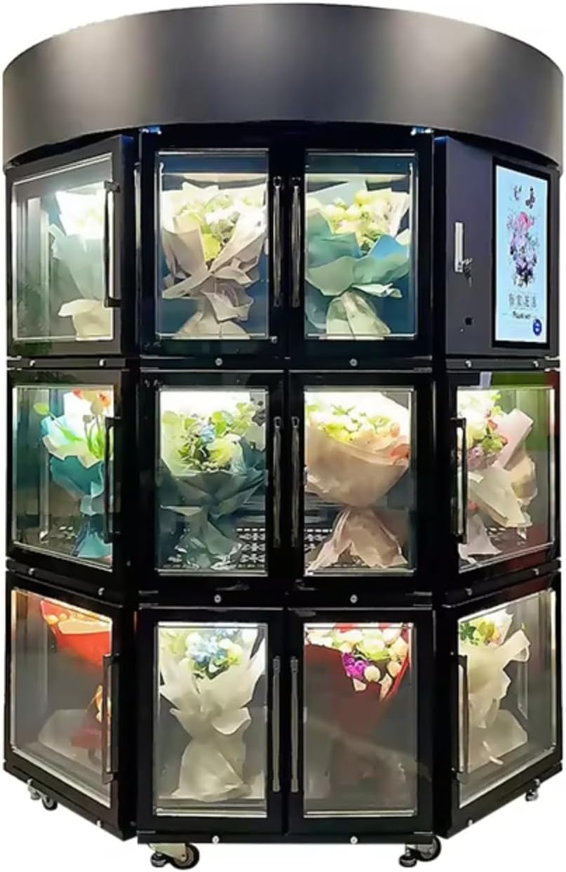 24-Hour self-Service Flower Vending Machine Supports Multiple Payment Methods， Features Remote Monitoring and a Cooling System，Suitable for Flower Shops, Shopping malls, and airports