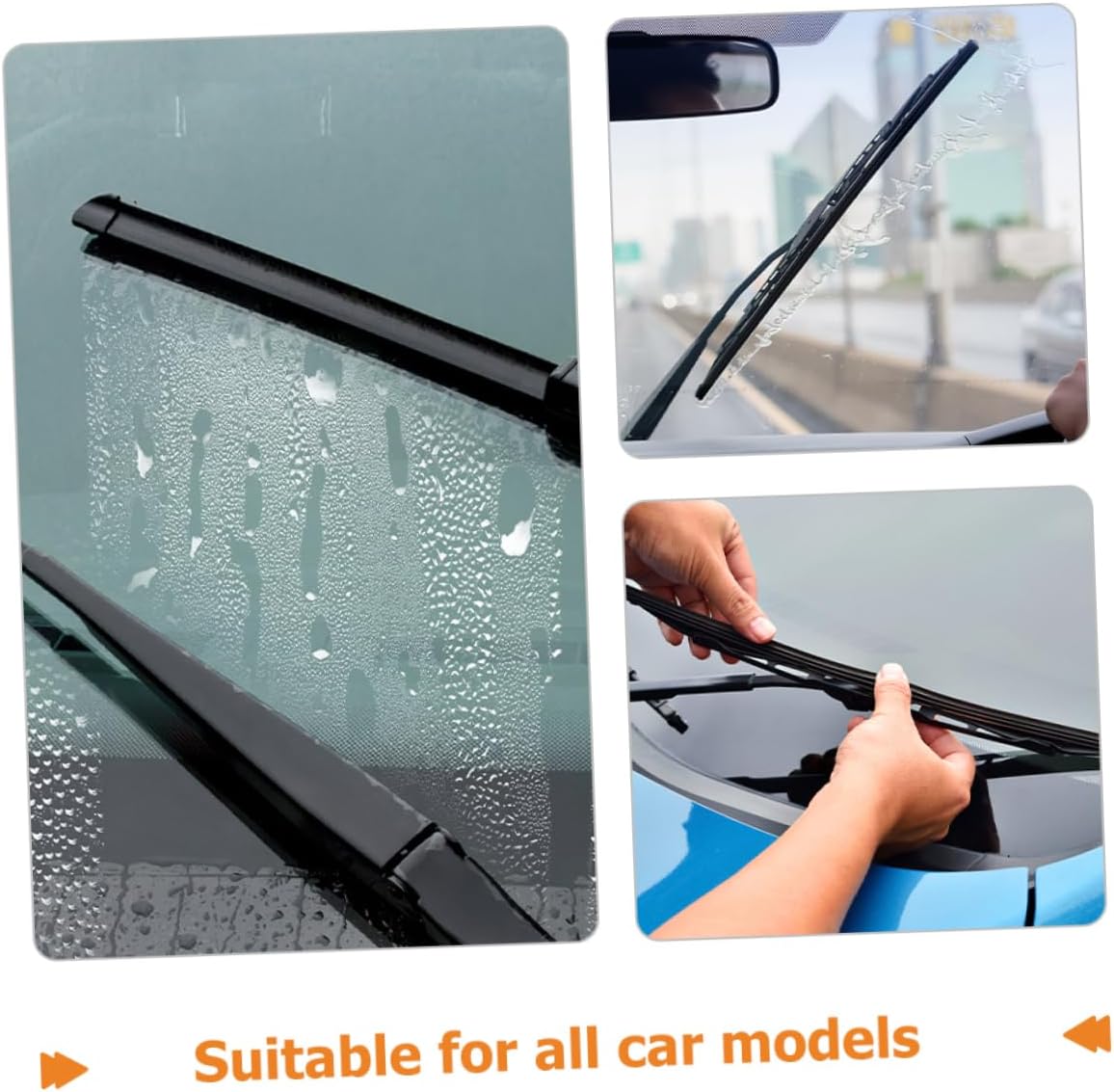 PRETYZOOM 10pcs Boneless Wiper Strip Strips Repair Wiper Refills Insert Windshield Front Rain Replacement Refill Rubber Black