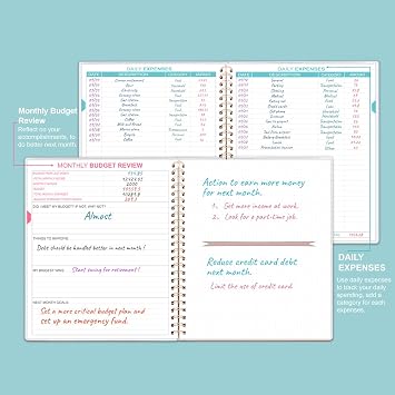 Budget Planner - Monthly Bill Organizer with Pockets. Expense Tracker Notebook, Budgeting Journal and Financial Planner Budget Book to Control Your Money, PP Cover, 21 x 24.5 cm, Teal Watercolor