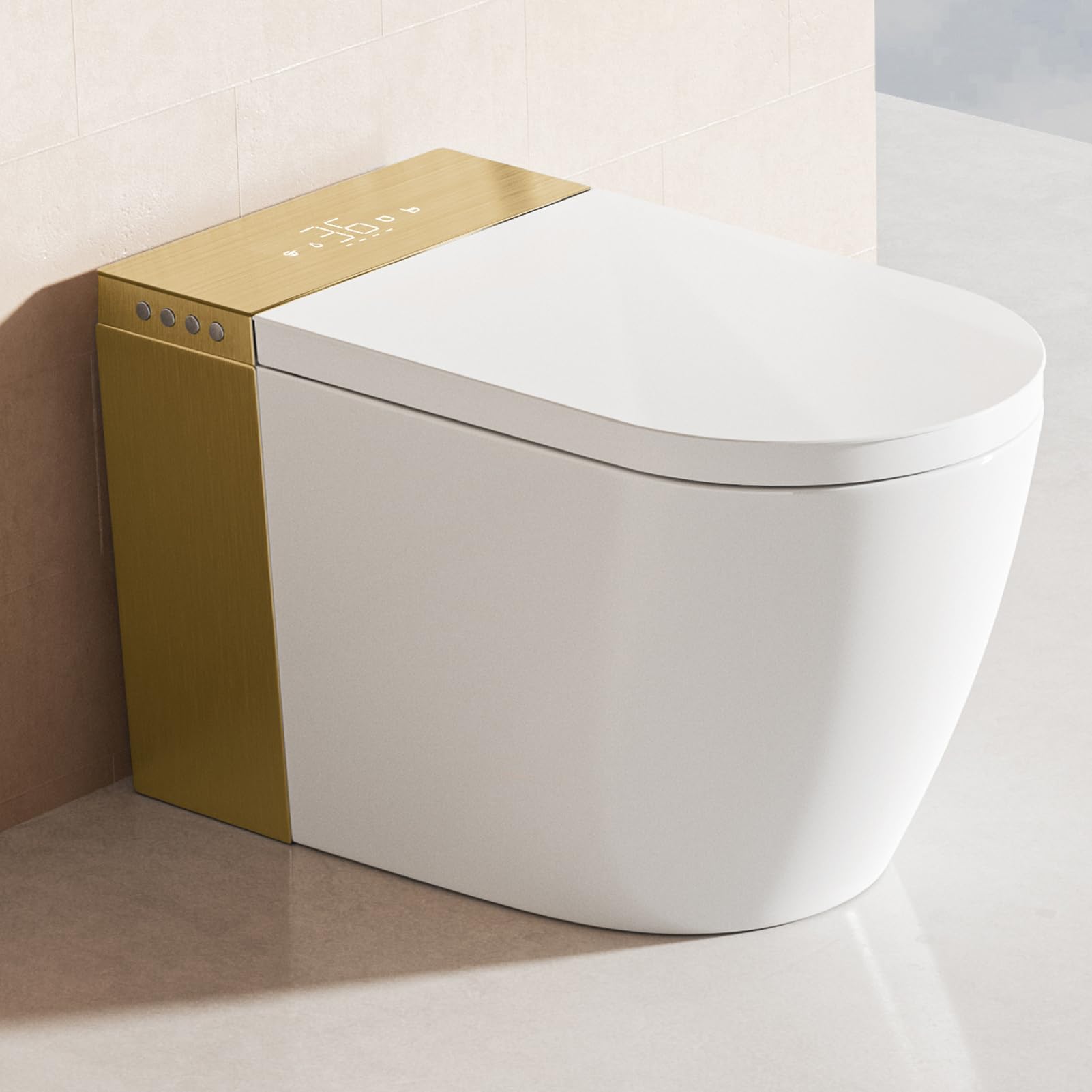 Smart Toilet with Bidet Built In, Auto Open/Close, Foam Shield