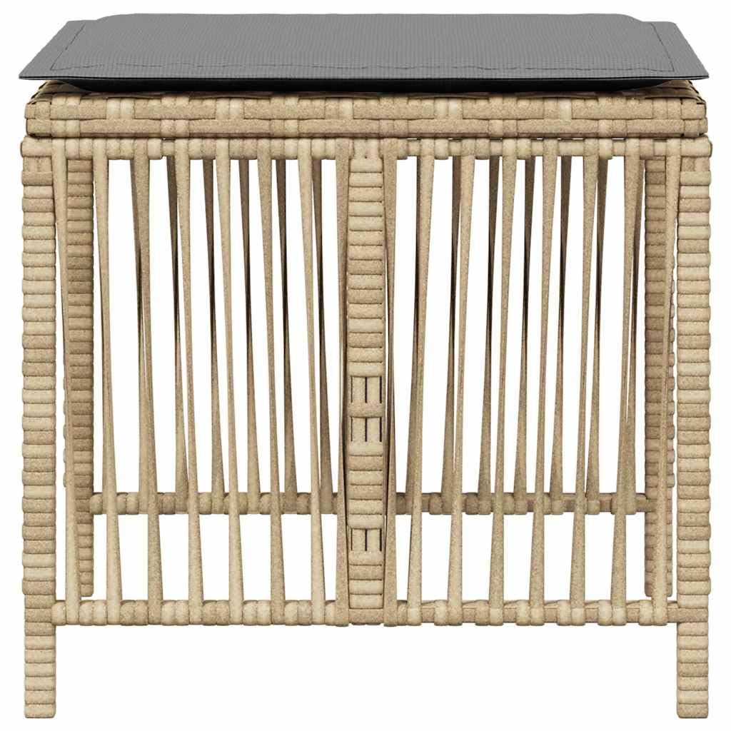 Taboret ogrodowy zestaw 4 poduszek z polirattanu 41 x 41 x 36 cm
