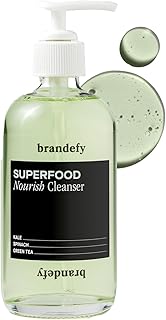 Brandefy Superfood Face Wash, Gentle & pH Balanced Cleanser w/Kale, Green Tea, Spinach, Vitamin C, E, K2- Softens & Nouris...