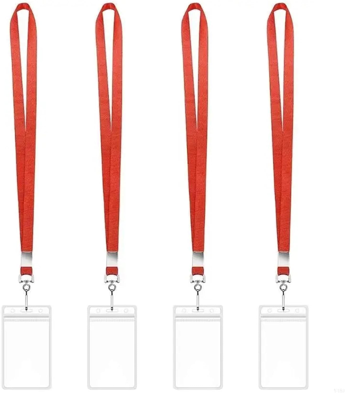 Id Card Holder 30pcs Vertical Card Badge Holder with Neck Lanyard 2.63x4.4Inch Clear PVC for Office School Travel(Red)
