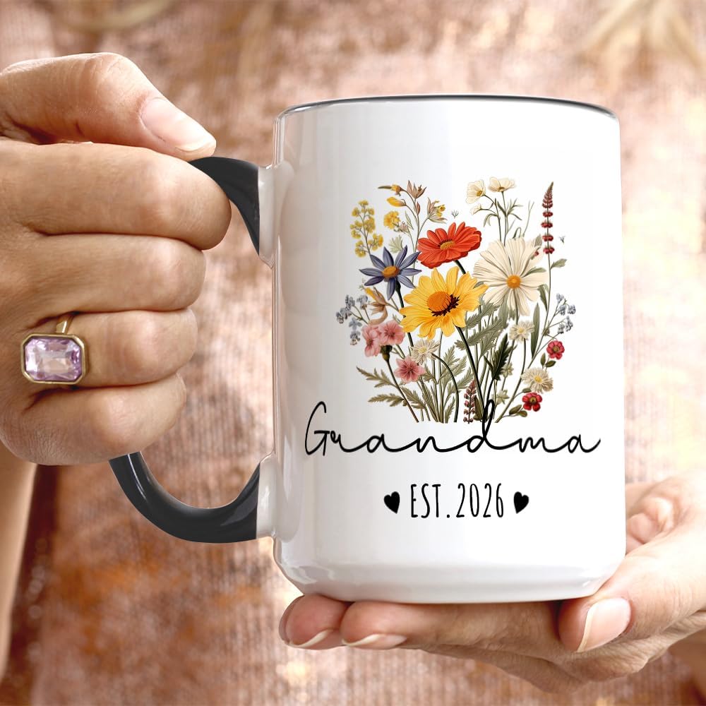 Fatbaby Grandma Est 2026 Coffee Mug, Pregnancy Announcement Baby Shower Christmas Mother’s Day Gifts for New Grandmother, Promoted to Grandma Tea Cup 15 OZ - Image 4