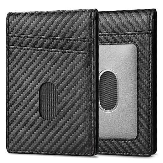 Vinanker Wallet for Men, Premium Microfiber Leather Bifold Mens Wallet with ID Window RFID Blocking with Gift Box Packaging (Carbon Black)