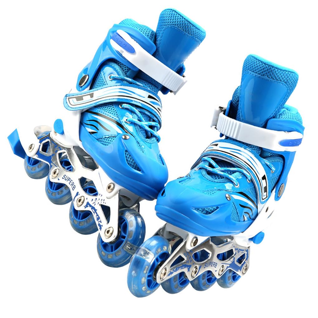 1 Paio 2 in 1 Pattini Scarpe Roller Unisex Bambini Bambini Parco Cortile Parco Giochi Attrezzatura per Pratica di Pattinaggio per Ragazzi, Blu m