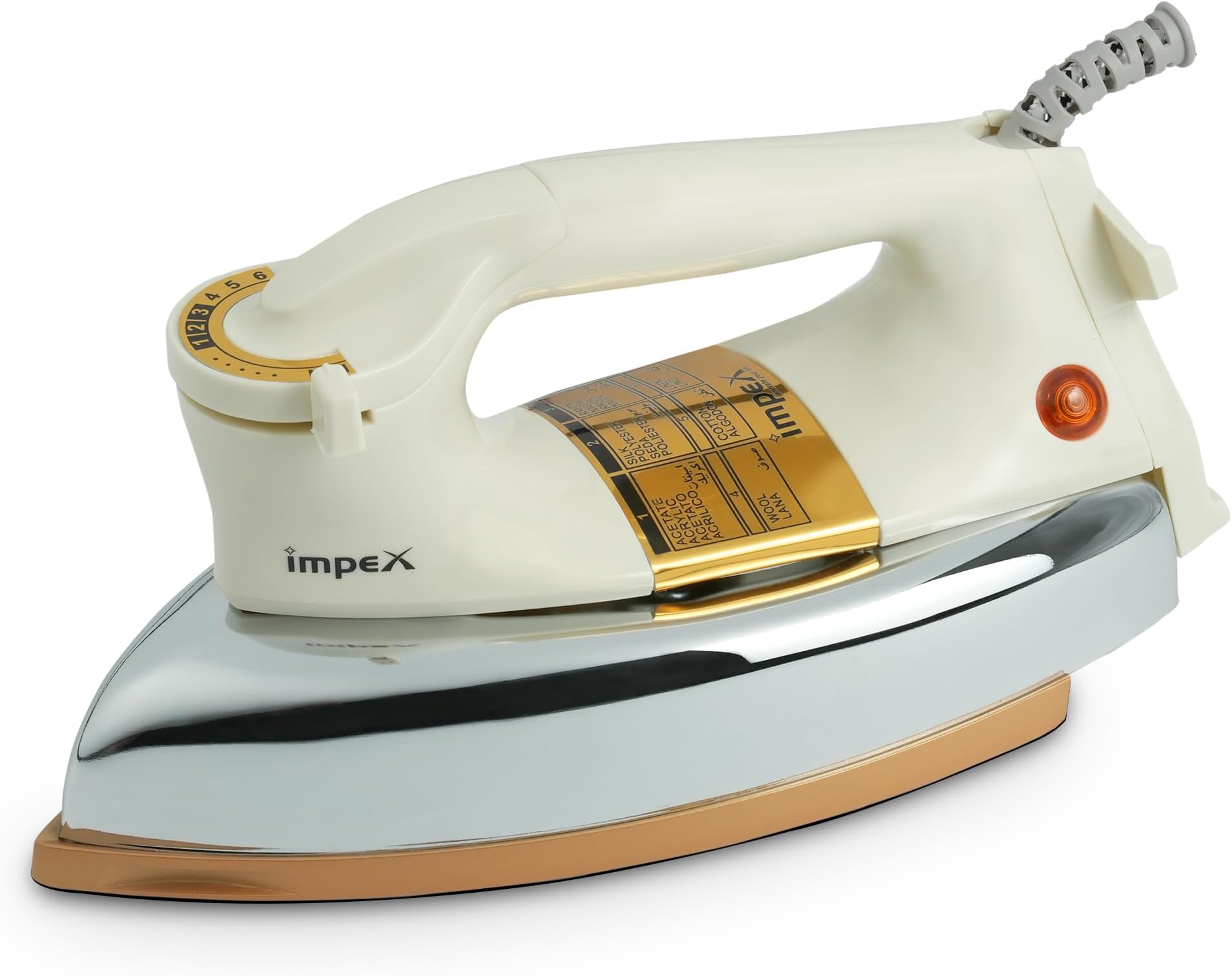 Impex IB 211 1200W Heavy Duty Dry Iron Box with Ceramic Coated Sole Plate Shockproof Plastic Body Automatic Thermostat