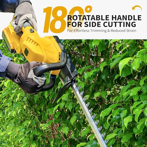 Cordless Hedge Trimmer with Rotatable Handle for Dewalt 20V Battery, 52cm Brushless Motor Trimmers Battery Powered, Electric Hedge Trimmer Cordless Bush Trimmers for Garden, Yard(Battery Not Included) - Image 3