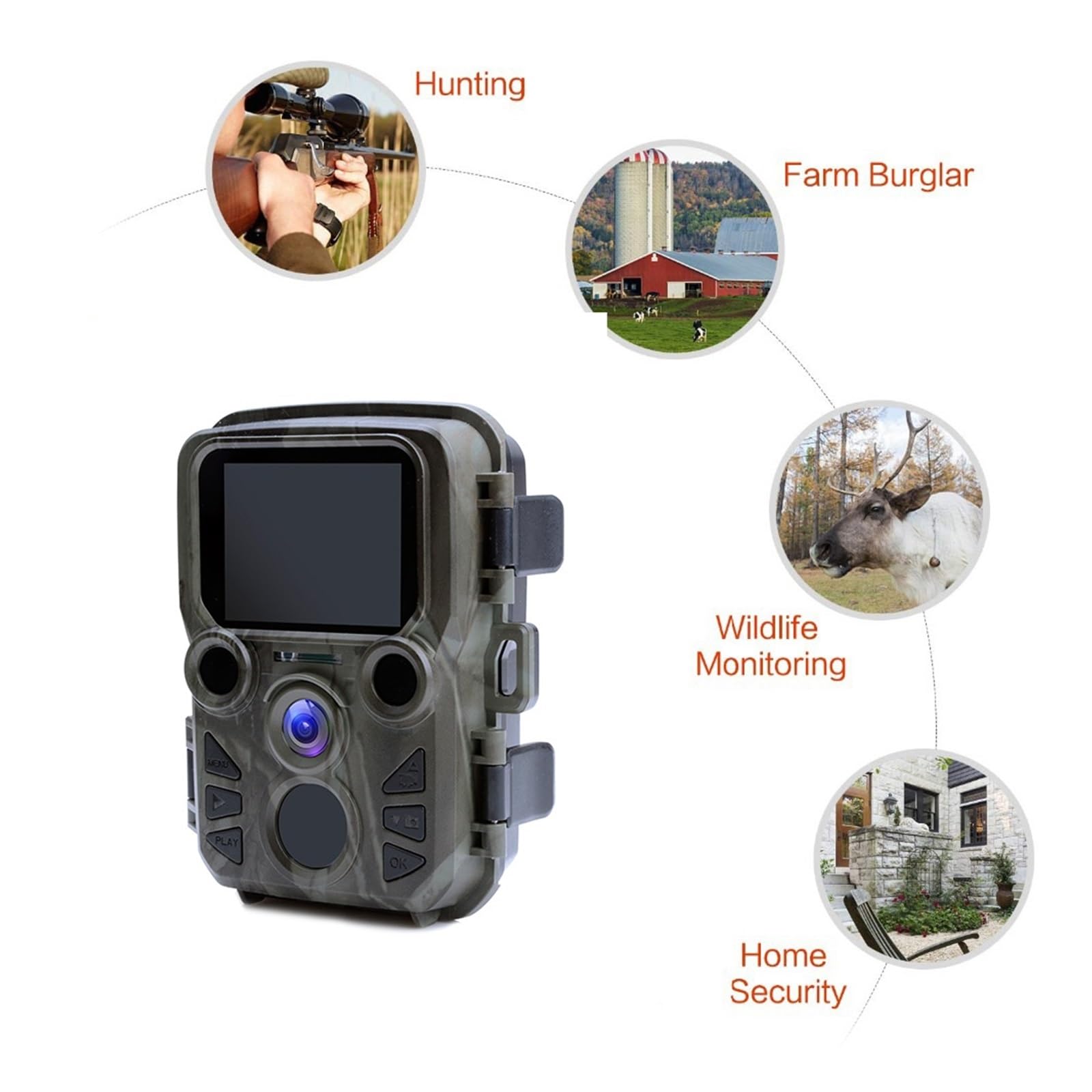 Kamera leśna, Mini Trail Game Camera Night Vision 1080P 12MP Wodoodporna Kamera Myśliwska Outdoor Wild Fotopułapki Z Diodami Podczerwieni Zasięg Do 65 Stóp(MINI 301)