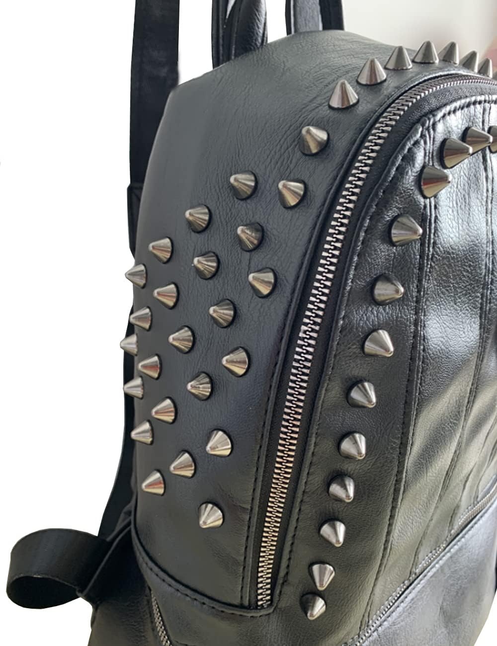Women Skull Backpack Rivet Studded Fashion Daypack Gothic Purse Tassel Zipper (Slivet Round Rivet) - Image 5