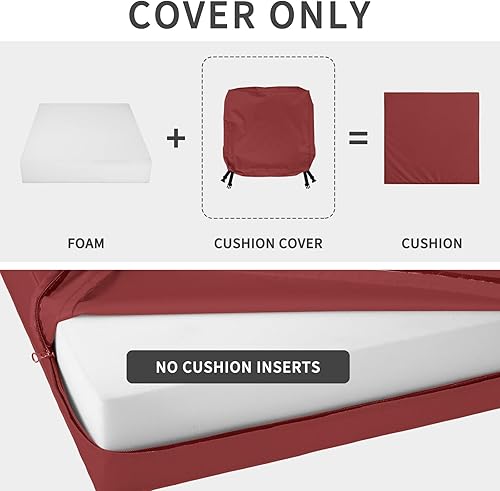 Miniatura 7 de Easy-Going Paquete de 4 fundas de cojín impermeables de repuesto para patio y exteriores, 24 x 24 x 4 pulgadas, antideslizantes, con cremallera y