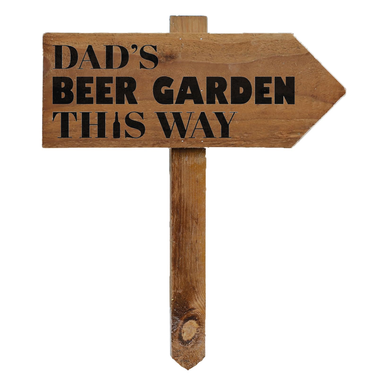 Outdoor Dad's Beer Garden Sign with Stake, Wooden Arrow Pointing Right or Left, Decorative Garden Sign, Gift For Dad Father