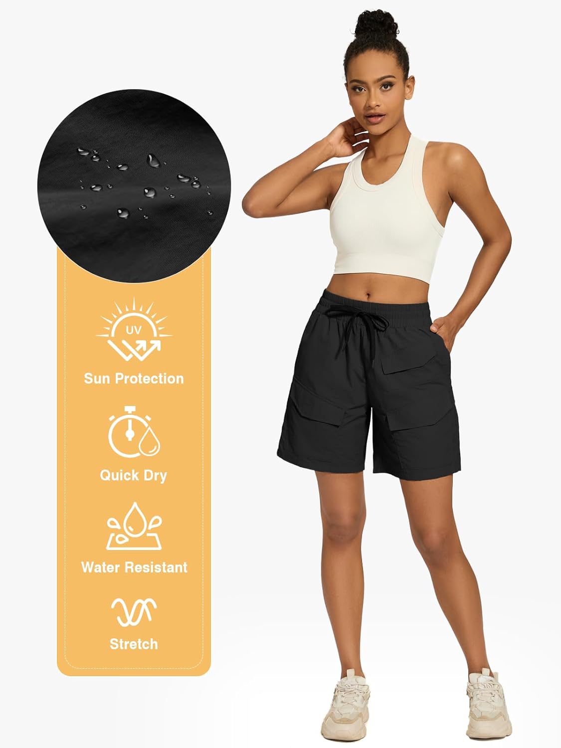 VUTRU Women's Hiking Cargo Shorts 6.7" Quick Dry Athletic Shorts Lightweight Outdoor Running Shorts with Pockets - Image 4