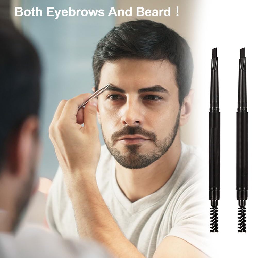 Penna di Riempimento Barba,Penna per barba,matita per barba da uomo,strumento per lo styling della barba,Penna riempitivo per barba,set riempitivo per barba,con forbici per capelli del naso,nero,2 PCS