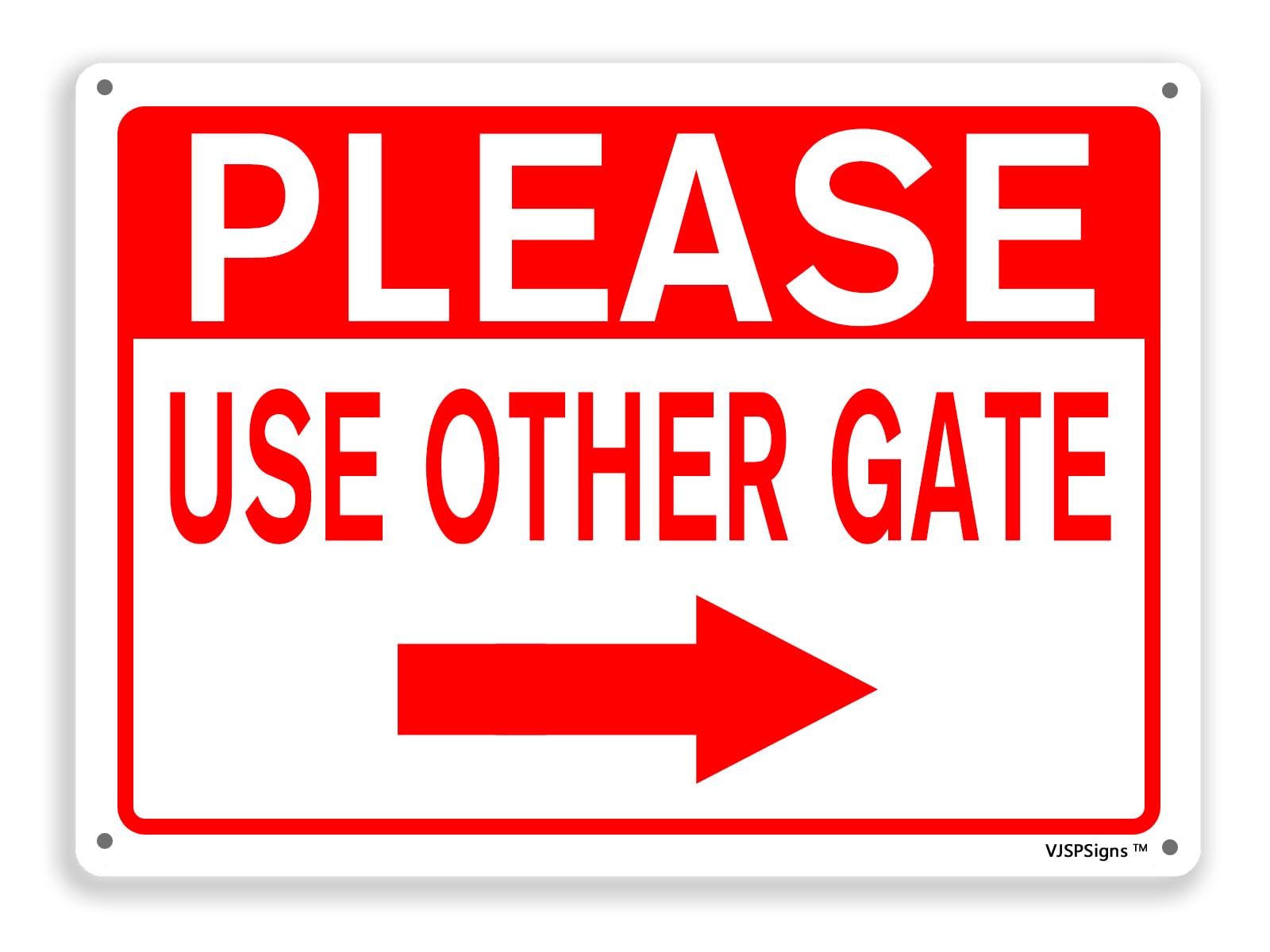 peiyeety Please Use Other Gate Sign,Outdoor Gate Notice Sign,Home Office Door Sign, Please Use Other Gate 8"X12" Right Arrow Metal Aluminum Sign