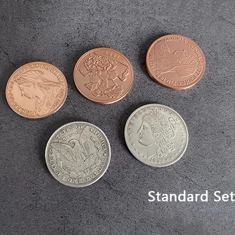 SUMAG Hopping Half (Morgan Dollar and Queen Victoria Ancient Coin) Magic Tricks Coin Vanish Appear Magic Close up Illusions for Magicians (Deluxe Set)