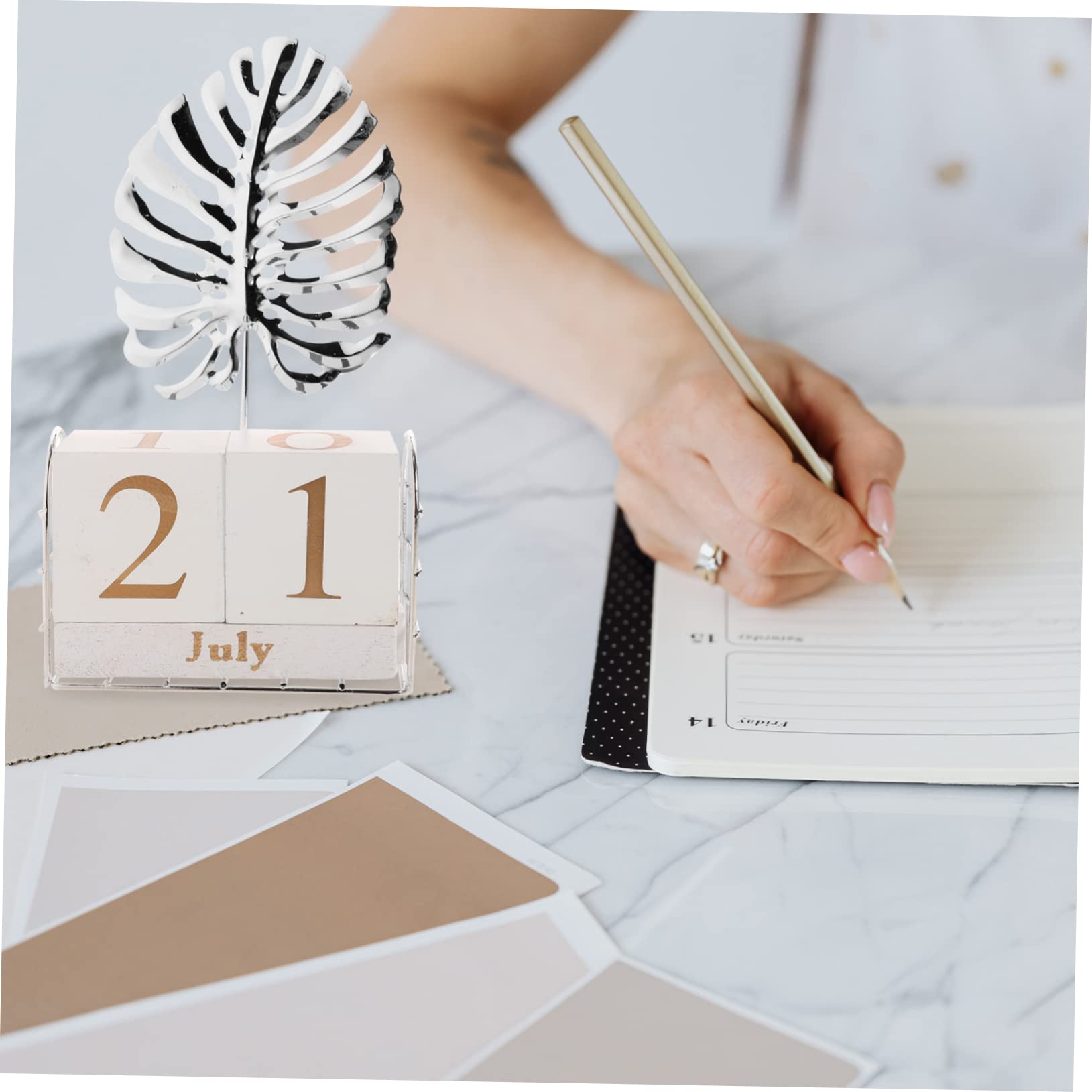 Tofficu 4 Pz calendario in legno calendario da tavolo digitale agenda scrivania decorazione casa arredamento blocco scrivania perpetuo da tavolo Di legno