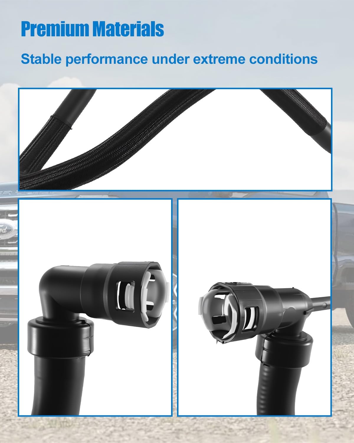 HVAC Heater Hose Compatible with Ford Super Duty F-250 F-350 F-450 F-550 2012-2017 Powerstroke 6.7L Replace KH550, Black Rubber Heating Hose