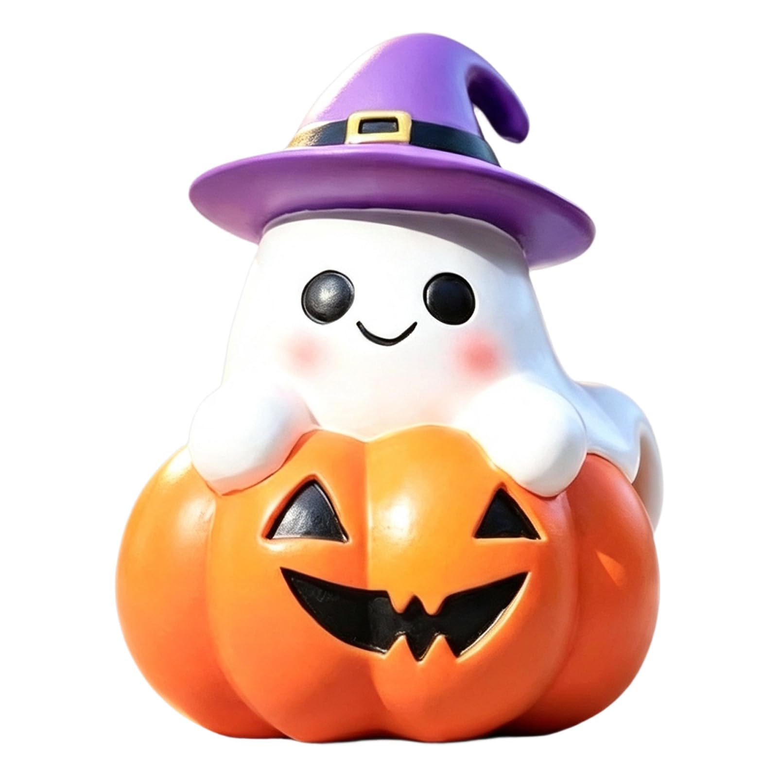 gibxiyza Halloween Ghost Resin Figurine, Cute Pumpkin Witch Hat Statue