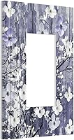 Vista 85 de Cubierta de interruptor de luz de 3 cuadrillas con diseño de flores azules púrpuras, cubierta de placa de pared de triple palanca, arbustos florales