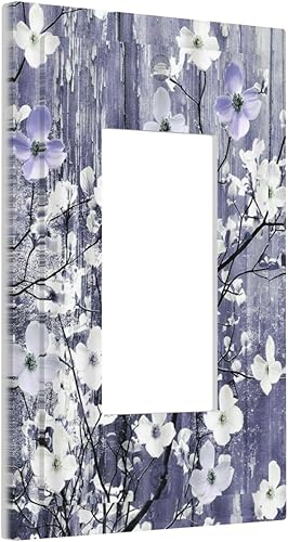 Miniatura 85 de Cubierta de interruptor de luz de 3 cuadrillas con diseño de flores azules púrpuras, cubierta de placa de pared de triple palanca, arbustos florales