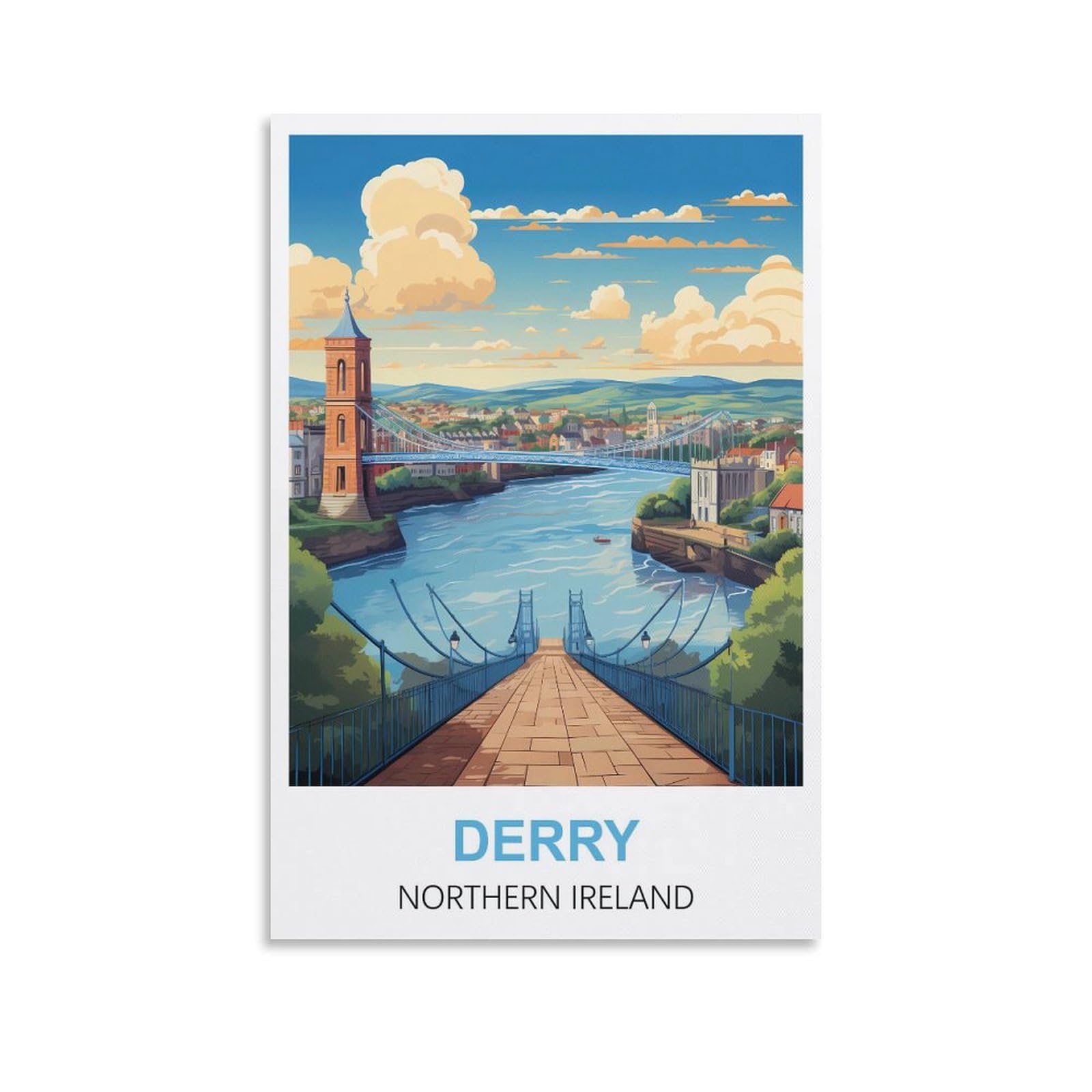 CYYHGEE Derry Northern Ireland Vintage Travel Poster 08x12inch(20x30cm) Canvas Poster Wall Art Living Room Home Decor