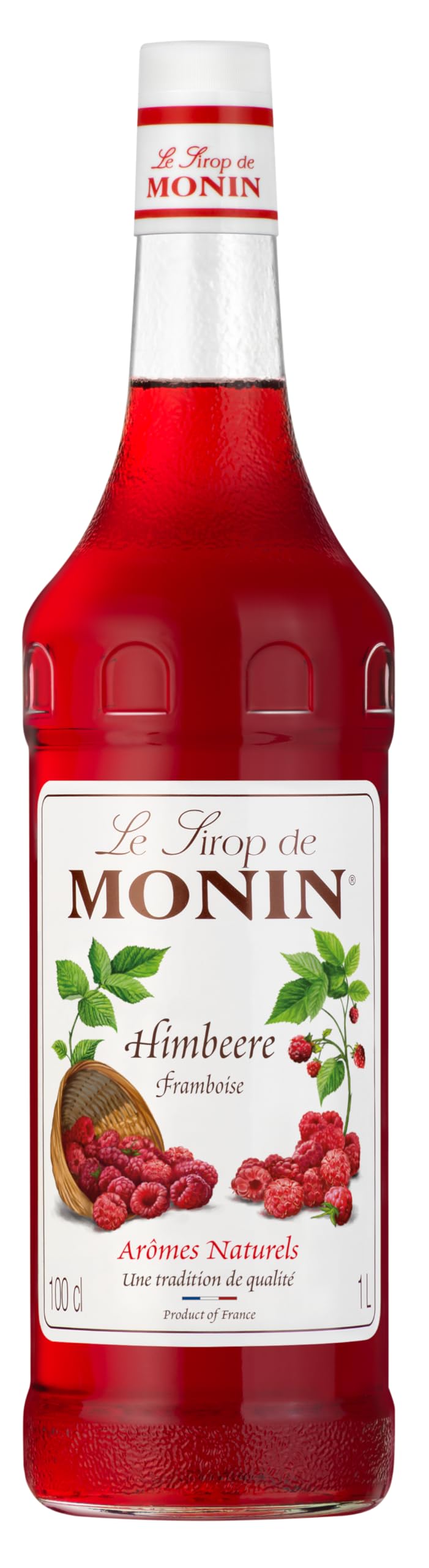 Monin Sirup Himbeere (1 x 1,0l) - für erfrischende Cocktails und Desserts - intensiv fruchtiger Himbeergeschmack - natürliche Zutaten